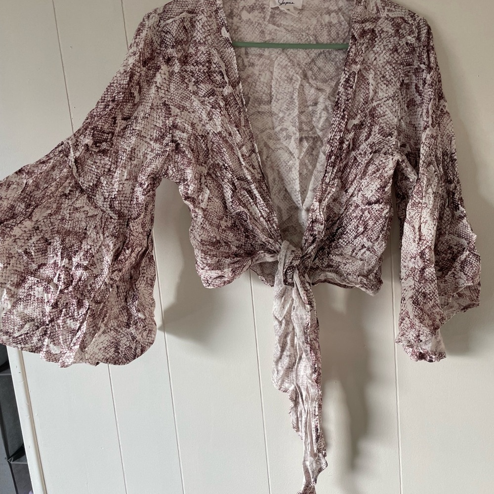 Lush Pink Snake Print Tie-Front Blouse